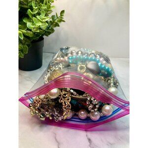 2lb Quart Size Bag of Junk Jewelry for CRAFTING - POOR Condition Non Wearable -3